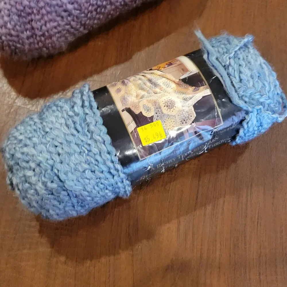 Set of 2 skeins Lion Brand Homespun Yarn  Blue and Lavender Bulky Acrylic New